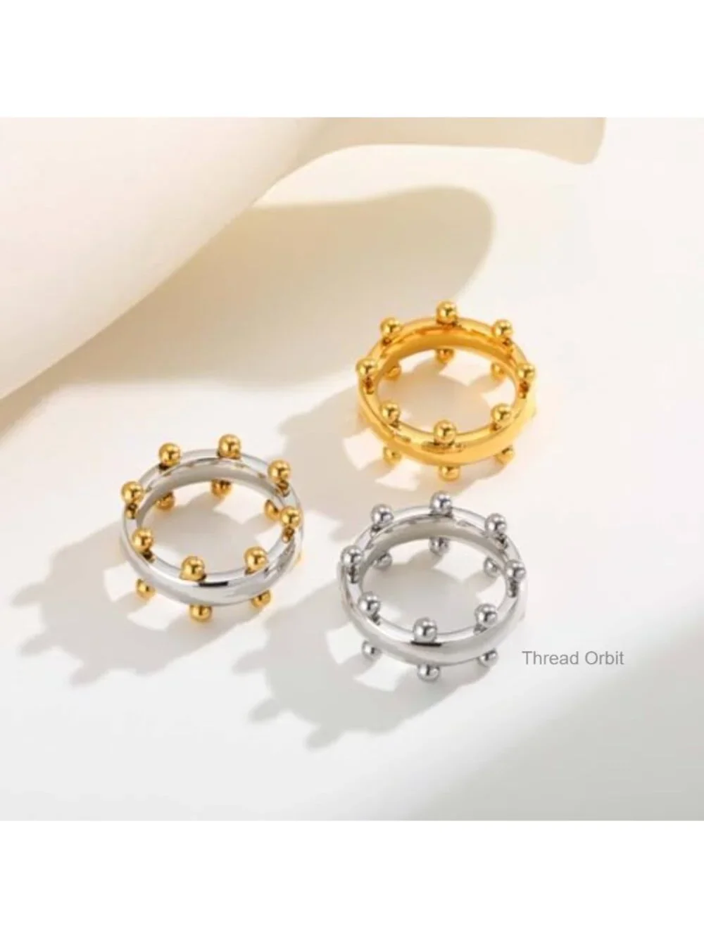 Stainless Steel Stacking Ring, Chunky Beaded Bands, Comfort Fit Promise Ring